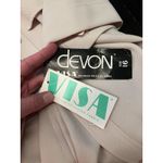 Vintage Devon Jacket Womens 16 Ivory Belted Safari Double Knit Short Sleeve 70s Tan Photo 6