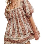 Free People Women's Size Small Boho Vintage Lover Babydoll Top Floral Blouse Photo 0