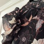 Ulla Johnson  Dani Top Obsidian Floral Print Size 6 Blouse Ruffl Statement Sleeve Photo 4