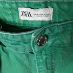 ZARA  size 4 green raw hem jeans with distressing Photo 1