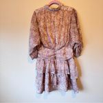 Fate Pink Ditsy Floral Ruched Mini Dress Womens L Tiered Ruffled Cottage Core Size L Photo 4