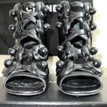 Chanel Lambskin Black Camellia Floral Leather Ankle Dressy Heel Boots Size 36.5 Photo 12