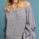 Anthropologie Guest Editor Puff Sleeve Purple Gingham Plaid Shirt Photo 1