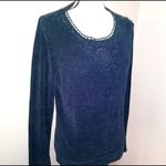 Erika  navy blue super soft embroidered sweater Photo 2