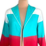Vintage 90s Painted Pony Blazer Jacket Colorblock Red Turquoise White Medium Blue Photo 3