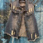SheIn Rugged Blue Denim Vest with Distressed Details Photo 0