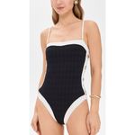 L'Agence Tory Colorblock Chic Bandeau One Piece Swimsuit in Black Small New Photo 15