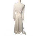 New Lulus Long Sleeve White Wrap Maxi Dress with Button Sleeve Details, Large Photo 3