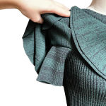 Apiece Apart  Sweater‎ Top Ruffle Ribbed Knit Marled Green Black Size Small Photo 3