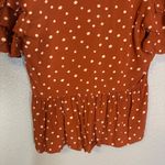 Madewell ‎ Women's Tiered-Sleeve Peplum Top in Inkspot Dot Burnt Clay Size 4 Photo 8