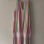 Southern Tide Smocked Waist Mini Dress Colorful spaghetti strap tie bow keyhole Photo 10