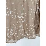 J. Jill Top Womens LARGE Brown Bird Print Linen Long Sleeve Button Up Coastal Photo 2