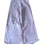 ZARA  Womens Y2K Wide Leg Jeans Pastel Pink High rise Flare Boho Raw Hem Photo 0