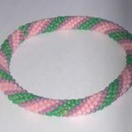 Pink Green Purple Seed Bead Crochet Beaded Rollover Stretch Bracelet Photo 3
