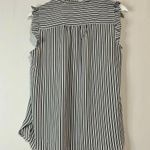 Loft Women’s Sleeveless Ruffle Striped Blouse Black White Size Medium EUC Girly Photo 8