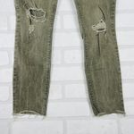 EXPRESS Ankle Legging Mid Rise Olive Green Distressed Ripped Jeans - Size 6R Photo 1