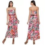 Jennifer Lopez Summer Oasis floral zebra print strapless maxi dress NWT Photo 1