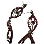 Red stone silver drop dangle style earrings post back (no backs) artsy formal Photo 2