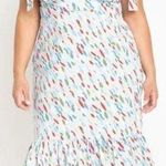 Eloquii  Tie‎ Shoulder Structured Midi Dress Blue Multicolored, 16 Photo 0