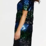 Brooks Brothers NWT Sequin Tiered Sheath Dress Party NYE Black Blue Green Dark 8 Photo 3