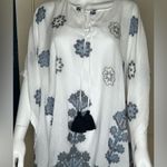 J Jill Bohemian White & Blue Print Ocean Breeze Poncho, NWT. Photo 4