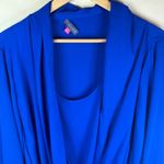 Vince Camuto  3X Royal Blue Draped Front Long Sleeve Blouse Top Plus Size 3X Photo 3