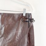 Massimo Dutti  Nappa Leather Wrap Mini Skirt Skort Brown Large Photo 6
