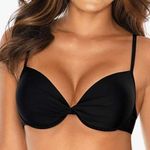 Relleciga  BLK Push Up Bikini Top Twist Front Underwire Bathing Suit EUC XL #1254 Photo 3
