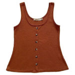 Liberty Love  Burnt Orange Sleeveless Knit Button Front Ribbed Tank Top SZ S Photo 0