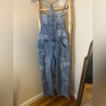 Easel Los Angeles Distressed Bandana Denim Overalls Small Blue Photo 10