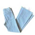 frame denim  Size 27 Le Easy Flare Jeans Lightwash Blue Wash Fray Raw Hem Stretch Photo 8