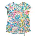 Lilly Pulitzer Pink Blue Etta Top Carnival Coral Womens Size Small V Neck Photo 3