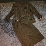 Kasper II for A.S.L. Blazer & Skirt Suit Set Plaid Brown 14 Photo 0