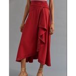 Anthropologie Mare Mare ruffle wrap midi skirt Size Large Red Photo 2
