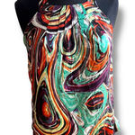 The Limited  100% Silk Halter Teal Orange Brown Yellow Geometric Design Size S Photo 0