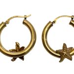 Carla 14K Yellow Gold Sea Star Starfish Hoop Earrings 2.5g Photo 1