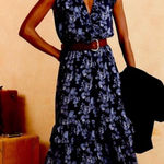 Banana Republic  Dark Floral Ruffle Tiered Dress Women M Purple Witchy Whimsigoth Photo 0