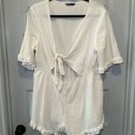 SheIn Curve White V Neck Tie Cutout Short Sleeve Romper size 2XL Photo 0