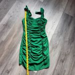 Pretty Little Thing  Ruched Green Mini Dress Bow Tie Shoulders NWOT 4 Photo 8