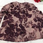 Frenchi M Purple Sheer Floral Blouse Size M Photo 7