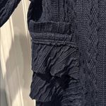 Sundance Ruffled Joy Assyemetrical Jacket Cardigan Navy Blue Large Textured Moto Photo 3