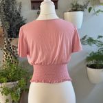 Fashion Magazine Pink Ruched Smocked Waist Wrap Top Size S Photo 1