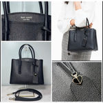 Kate Spade  Black Leather Margaux Satchel Tote with Crossbody Strap Photo 1
