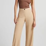 Bershka high waisted beige tan wide leg pants Photo 0