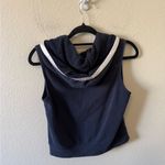 Nike VTG  Short Sleeve Hoodie Embroidered Swoosh Navy Size S Athletic Loungewear Photo 3