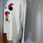 Disney  Minnie Mouse heather gray embroidered sweatshirt long sleeve top XL Photo 1