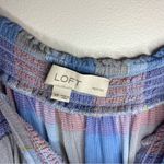 Loft  Plaid Smocked Pastel Tiered Midi Dress Pockets Flowy Cottagecore Petite M Photo 1