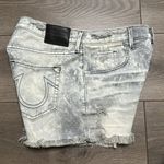 True Religion Scout Boyfriend High Rise Distressed Acid Trip Gray Jean Shorts 28 Photo 2