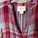 Maeve Anthropologie Plaid Hi Low Swing Dress Pink Blue Sleeveless V Neck XS Photo 5
