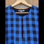 Tularosa Jenny Blue And Black Buffalo/gingham Plaid Wrap Mini Dress medium Photo 7